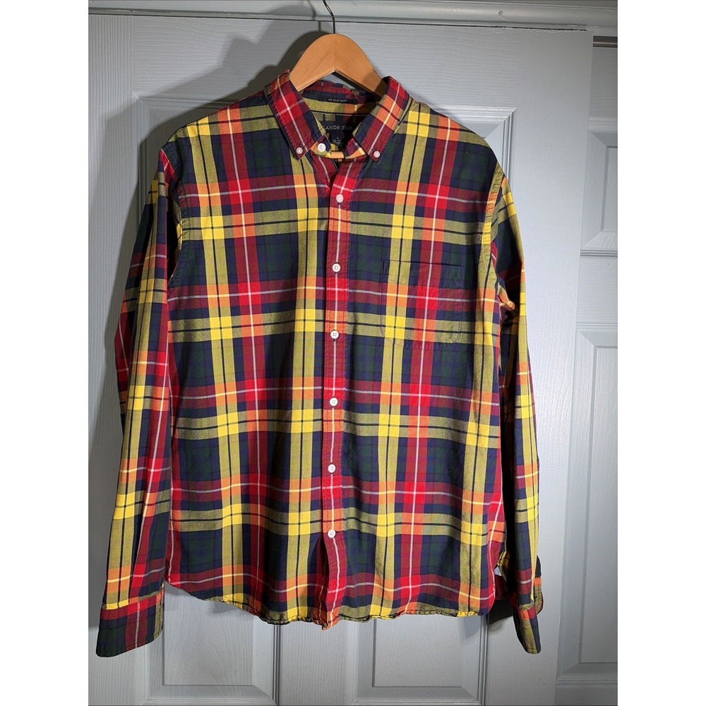 Lands End Sail Rigger Oxford Tailored Fit Tartan Plaid Shirt Sz Large.